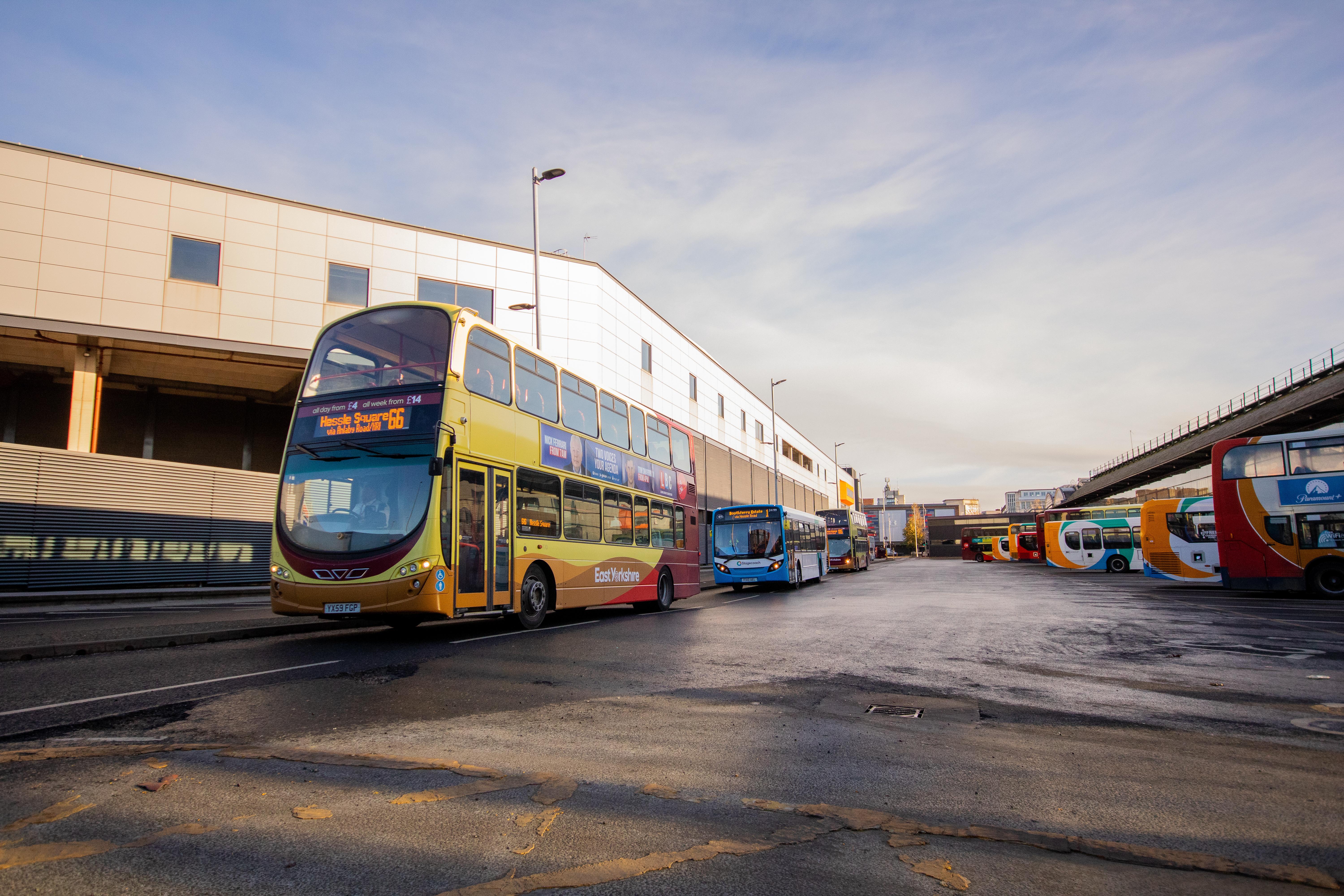 Two buses one behind each other