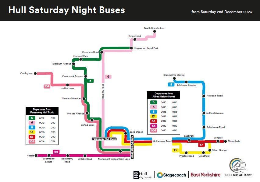 Hull saturday night buses 2024