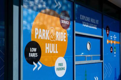 Photograph of Park and Ride banner in Hull