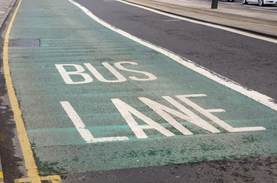 photo of a bus lane